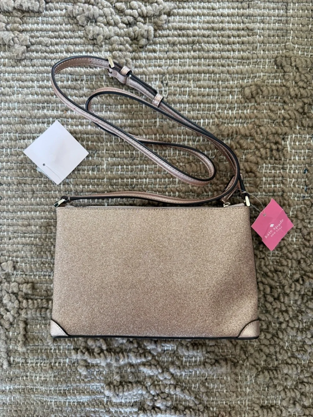 NWT Kate Spade New York Rose Gold Glitter Crossbody Bag - Picture 2 of 5